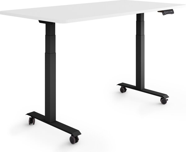 ESMART Germany EZX-132BW 140x70cm Bianco Scrivania ergonomica in piedi/seduta su rotelle Regolabile elettricamente in altezza in modo continuo da 65,5 a 130,5 cm 3 porte di ricarica USB con memoria Promemoria attività Montaggio rapido