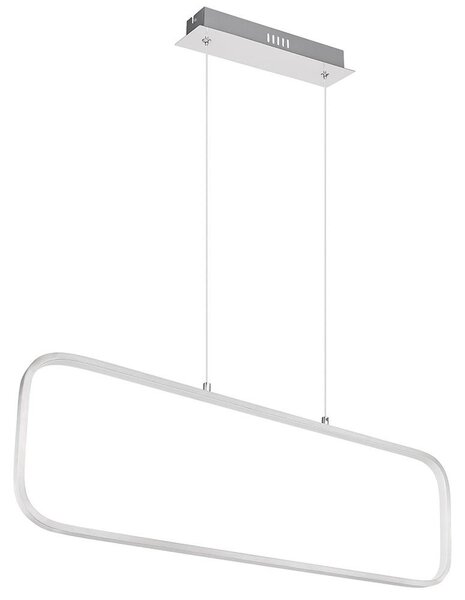 Lampada a sospensione LED, metallo, rettangolare, argento opalino, H 120 cm