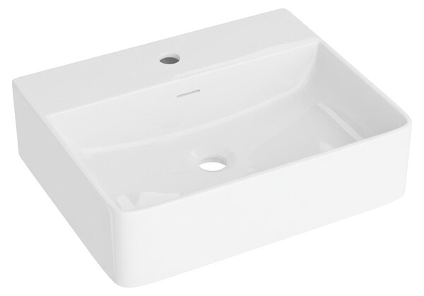 Lavabo da appoggio LAVITA Altaya Mini | Lavabo da appoggio rettangolare | Lavabo con troppopieno e foro per rubinetto | Realizzato in porcellana di alta qualità | Lavabo | 50x43x12,5 cm | Bianco lucido