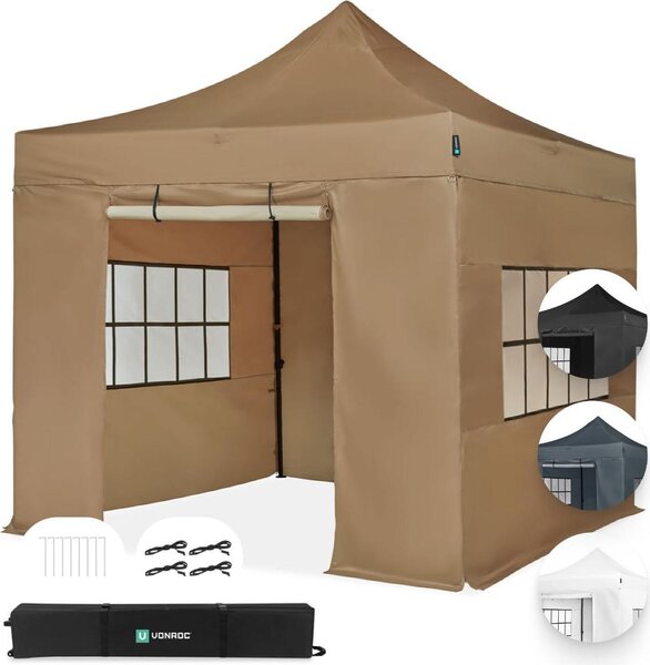 VONROC padiglione 3x3m impermeabile stabile - tenda da festa EasyUp System [montaggio in 3 minuti] padiglione pieghevole pop-up modulare espandibile come tenda da festival, padiglione da giardino