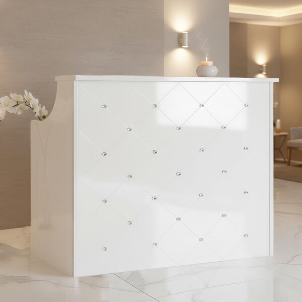 Receptione parrucchiera laccata Alexa 120 cm cosmetica per salone studio SPA bianco