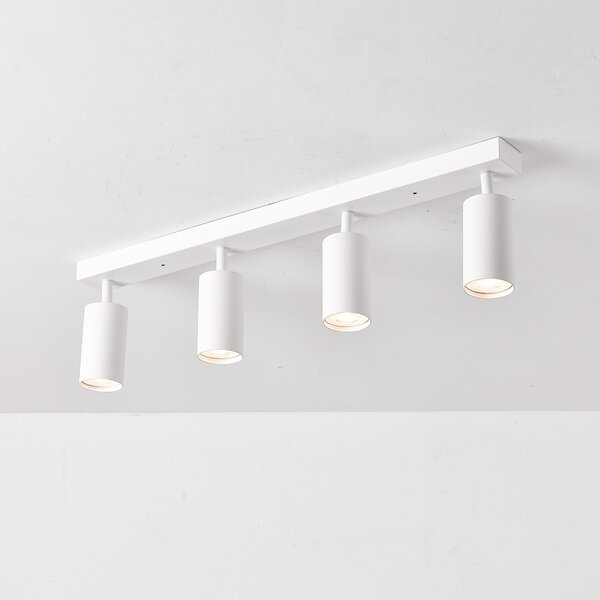 Plafoniere orientabili a 4 luci LED | Faretti da soffitto bianco opaco
