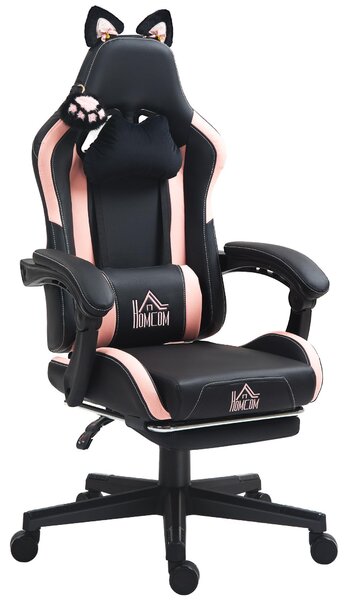 Sedia da gaming HOMCOM: sedia da gaming ergonomica con supporto lombare e poggiapiedi