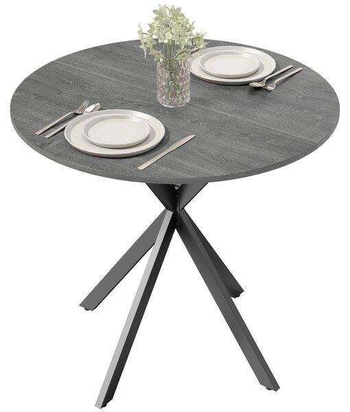 Tavolo da pranzo HOMCOM, tavolo rotondo da cucina per 2 persone in stile industriale, grigio
