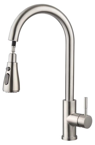 Miscelatore da cucina in acciaio inossidabile - Modello KF161C2BN1 - 1 pezzo - Doccetta estraibile - 3 funzioni di spruzzo - Rotazione a 360° - Miscelatore monocomando - Acciaio inossidabile 304