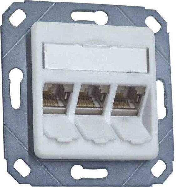 10 pezzi Scatola di giunzione, categoria 6A 3xRJ45, Upk, bianco puro - RJ45 8 (8) Uscita dati 6A (IEC) bianco 