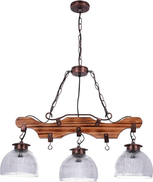 TIBU lampada in legno lampada a sospensione in legno vintage tavolo da pranzo soggiorno E27 altezza regolabile staffa 3 fiamme