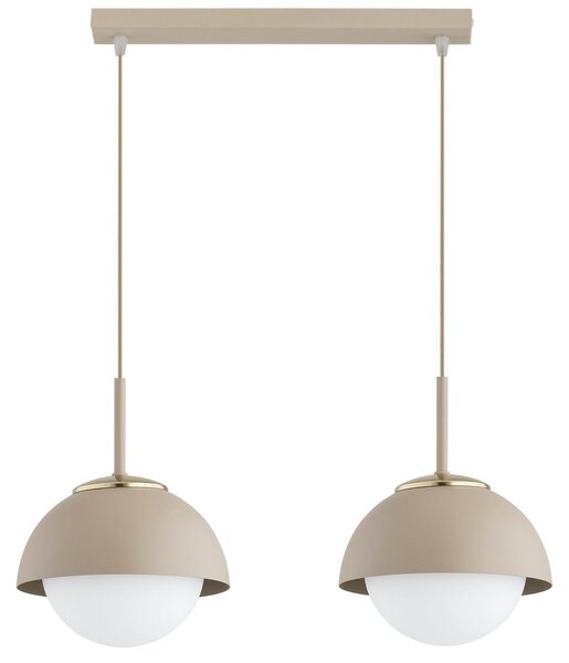 Lampada a sospensione KAR-LIGHTING a 2 luci, beige – Lampada a sospensione Cosmo Ecru Kaschmir in metallo e vetro – Lampadine E27 per sala da pranzo o cucina – Adatta per LED