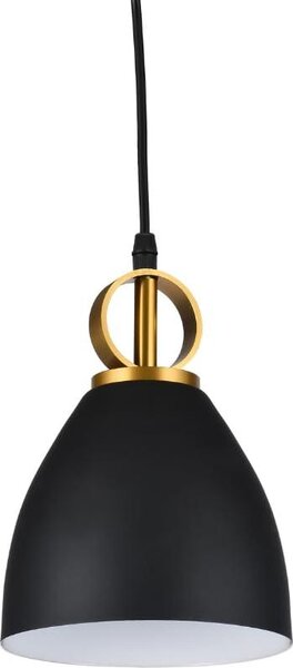 GTV - Lampada da soffitto KERALA | Lampada a sospensione ?16 cm Lampada da soggiorno Lampada da tavolo da pranzo E27 | Lampada da soffitto per soggiorno, cucina, sala da pranzo | Paralume in metallo | Nero