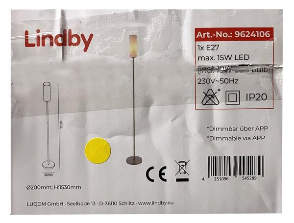 Lindby - Lampada da terra LED RGB dimmerabile FELICE 1xE27/10W/230V Wi-Fi
