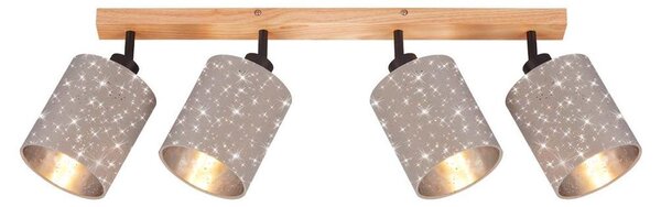 Lampada da soffitto Spot 4xE27 25 W taupe metallo-legno-tessuto Briloner