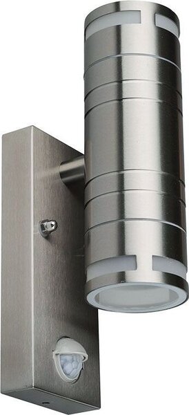 Lampada da esterno, lampada da facciata in acciaio inossidabile a 2 luci con sensore di movimento