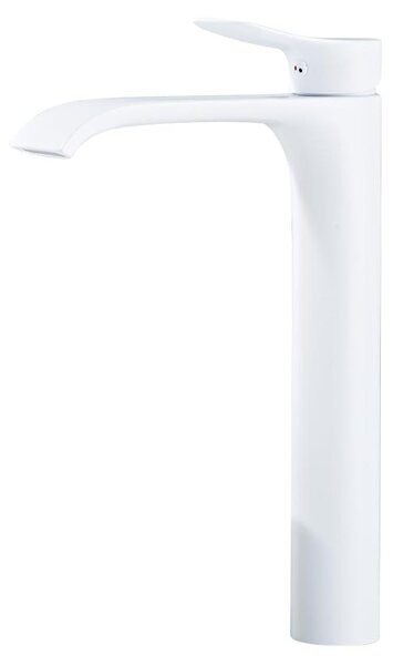 Rubinetto miscelatore per lavabo - Bocca alta a cascata - Bianco - Ottone massiccio - Con tubi flessibili di carico