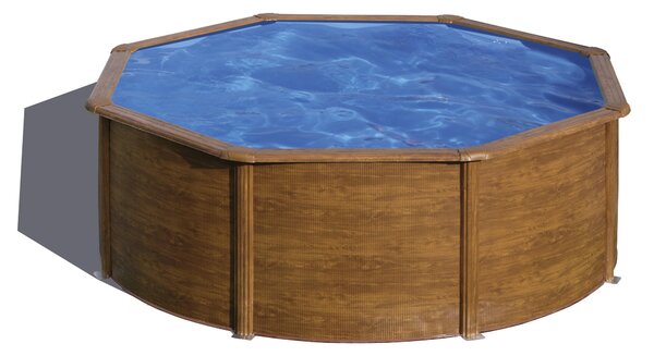 Piscina rotonda da parete in acciaio GRE con effetto legno KITPR303W – Ø 300 x 120 cm, set completo