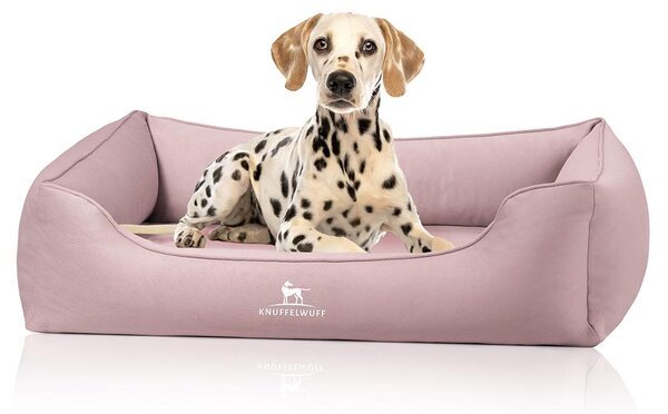 Cuccia ortopedica per cani Knuffelwuff modello Oliver, realizzata in tessuto Easy Clean facile da pulire, con aspetto in pelle scamosciata, taglia XL, colore rosa
