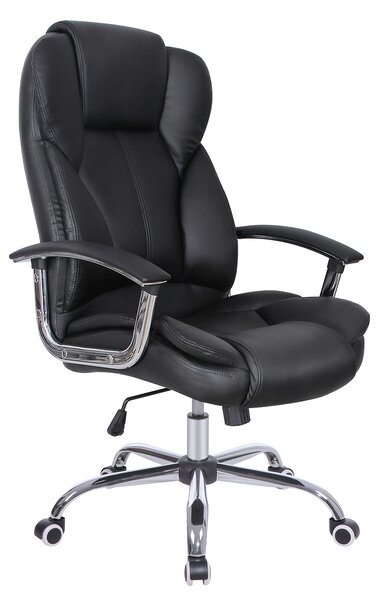 SONGMICS Sedie da ufficio, poltrona direzionale con portata fino a 150 kg, sedia girevole ergonomica regolabile in altezza con poggiatesta rinforzato e imbottitura della seduta, nera OBG57B