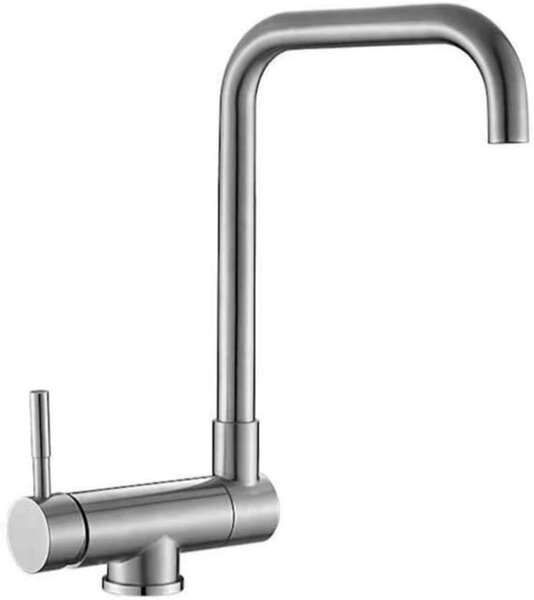 Miscelatore per cucina – Pieghevole sotto il finestrino – Rotazione a 360° – Acciaio inossidabile SUS304 – Miscelatore monocomando – Montaggio su piano con un foro – Finitura spazzolata