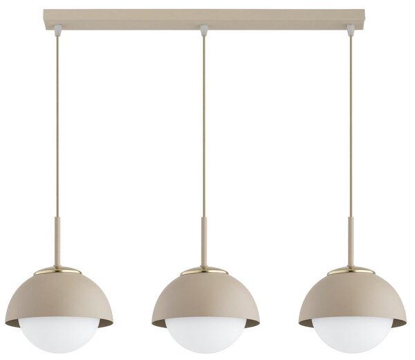 Lampada a sospensione KAR-LIGHTING a 3 luci, beige – Lampada a sospensione Cosmo Ecru Kaschmir in metallo e vetro – Lampadine E27 per sala da pranzo o soggiorno – Adatta per LED