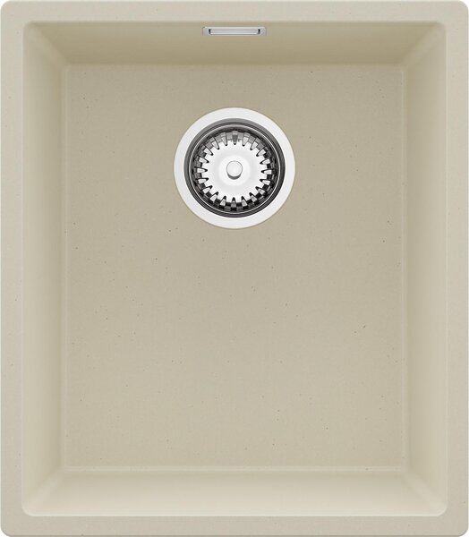 PRIMAGRAN lavello sottopiano in granito beige 41x47cm, set lavello 1 vasca + scarico, lavello in granito da base 45 cm - London
