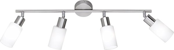 Lampada a soffitto LED classica, a 4 luci, con diffusori in vetro bianco, larghezza 60 cm