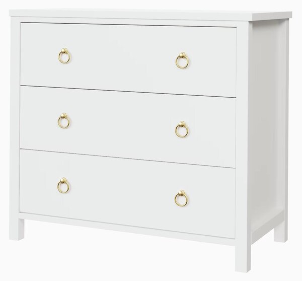 Armadio per abiti in legno - Comodino con 3 cassetti - Mobile per camera da letto - Bianco