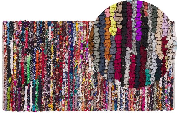 Tappeto di pezza Multicolore con cotone 80 x 150 cm rettangolare intrecciato a mano Boho orientale Beliani