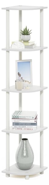 Furinno Turn-N-Tube, scaffale angolare a 5 ripiani, libreria, bianco – bianco/bianco, dimensioni: 5 ripiani