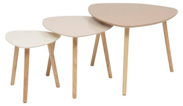 Set di 3 tavoli contenitori MILEO, beige
