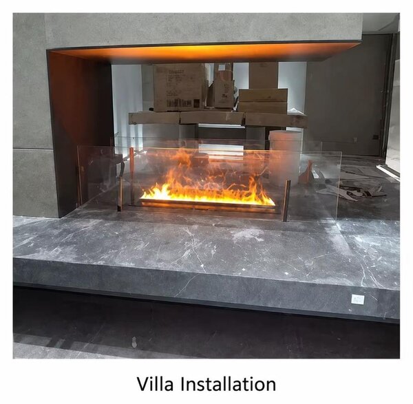 Camino elettrico a vapore - Camino elettrico da incasso - 60 cm - Fiamma 3D - 168 modalità di illuminazione della fiamma - Riempimento automatico dell'acqua - Senza funzione di riscaldamento - Telecomando