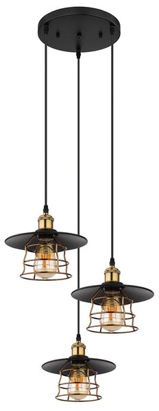 Lampada a sospensione, metallo, finitura ottone nero, paralume a griglia, diametro 33 cm