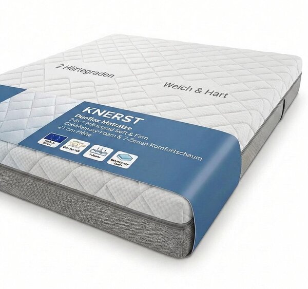Materasso KNERST DuoFlex - 2-in-1 fermezza Soft & Firm - gel memory foam & 7-zone comfort foam - 21 cm di altezza - dimensioni: 180x200 cm