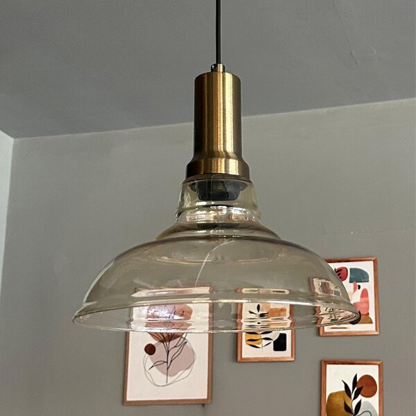 Lampadario singolo in vetro color miele con testa anticata Lampada a sospensione retrò