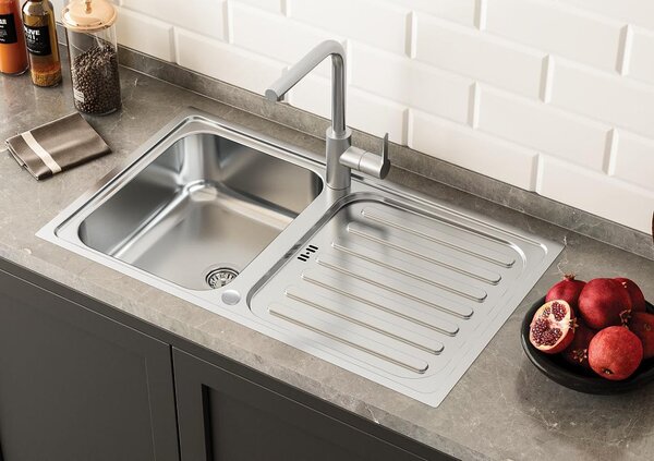 Lavello da incasso in acciaio inossidabile, lavello da cucina, Respekta, 86 x 50 cm