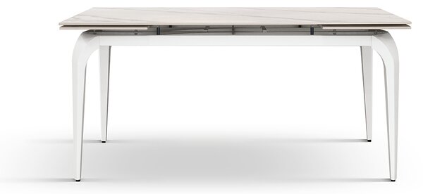 Tavolo allungabile in ceramica bianco con gambe bianche 160x80
