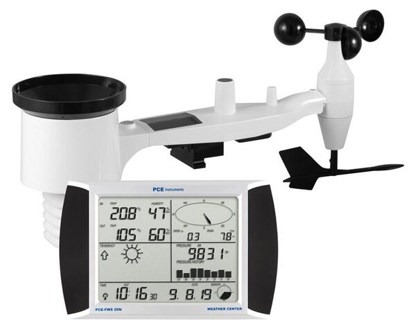 Stazione meteorologica PCE Instruments con sensore esterno PCE-FWS 20N-2, ideale per uso domestico