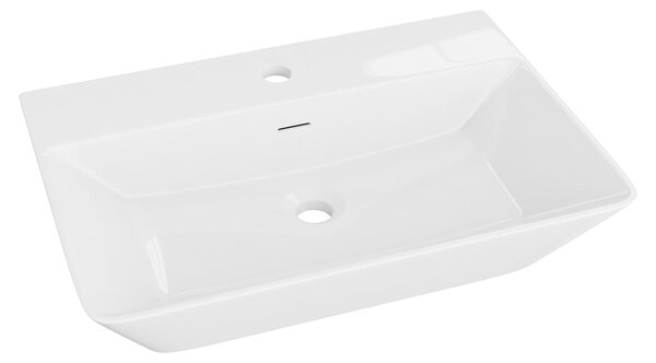 LAVITA Mobile lavabo sospeso Cabrera Grande | Lavabo da appoggio rettangolare | Lavabo con troppofilo e foro per rubinetto | Realizzato in porcellana di alta qualità | Mobile lavabo | 60x42,5x13,5 cm | Bianco lucido