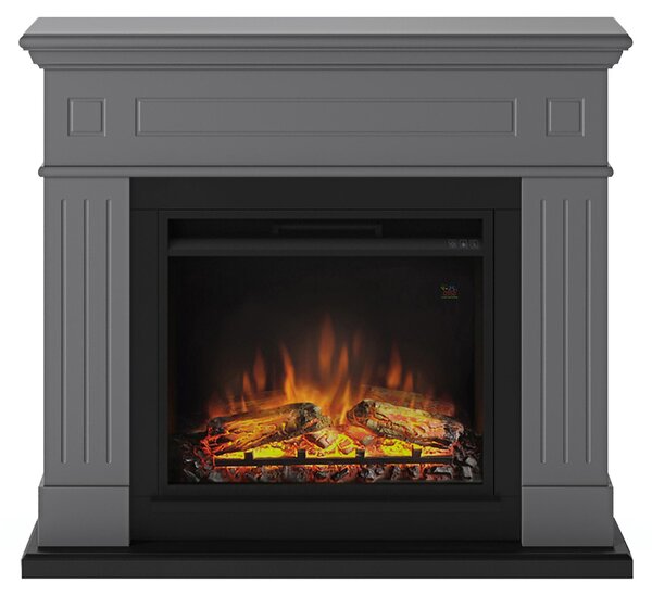 TAGU Larsen nero Camino elettrico con Powerflame da 23 pollici, decorazione, camino riscaldante 1500W, timer 7 giorni, spegnimento automatico, interruttore on/off, regolabile