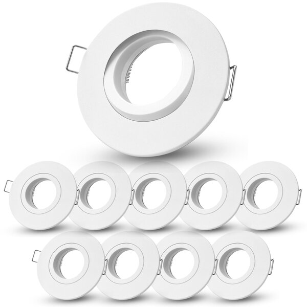 SSC-LUXon ORVIA 10x faretto da incasso a LED IP65 bianco orientabile - Faretti da soffitto per bagno da 68 mm, adatti per doccia e ambienti umidi, compatibili con LED GU10 e moduli - Fornito senza portalampada GU10