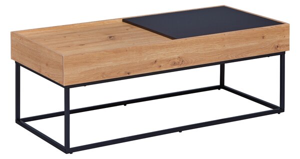 Tavolino Inter Link Filora con piano scorrevole nero, rovere Riproduzione artigianale