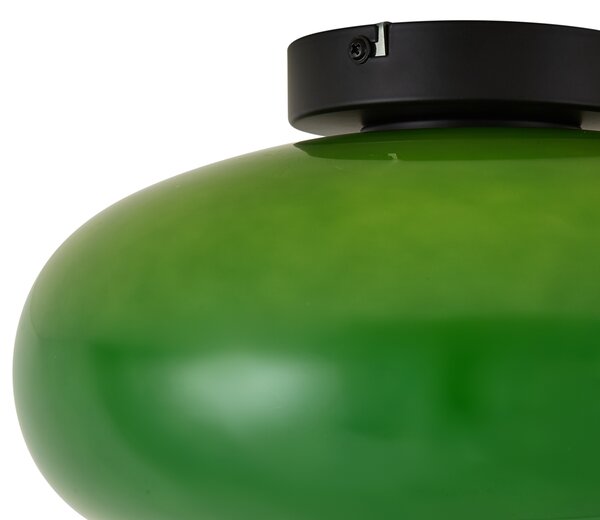 Plafoniera retrò nera con vetro verde 30 cm - Glaze