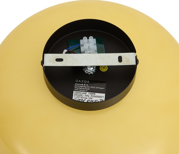 Plafoniera retrò nera con vetro giallo 30cm - Glaze