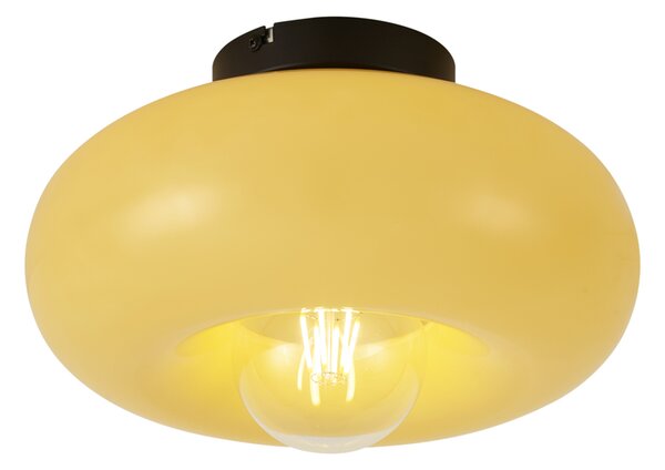 Plafoniera retrò nera con vetro giallo 30cm - Glaze