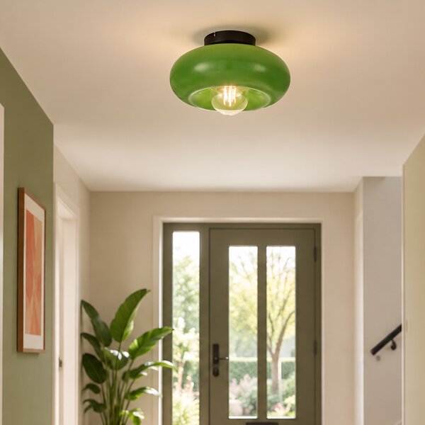 Plafoniera retrò nera con vetro verde 30 cm - Glaze
