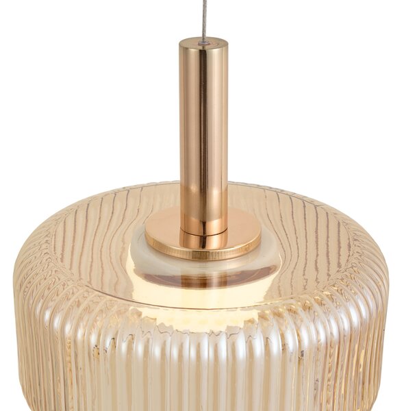 Lampada a sospensione di design oro rosa con vetro ambrato incl. LED dimmerabile a 3 fasi 5 luci Easylift - Fiera