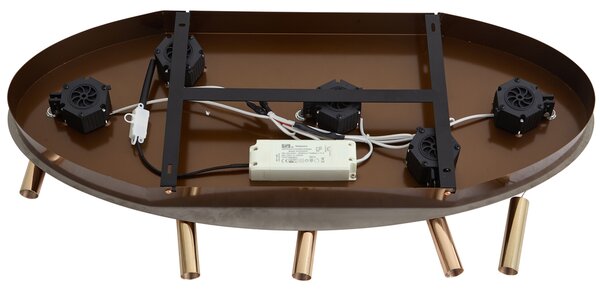 Lampada a sospensione di design oro rosa con vetro ambrato incl. LED dimmerabile a 3 fasi 5 luci Easylift - Fiera
