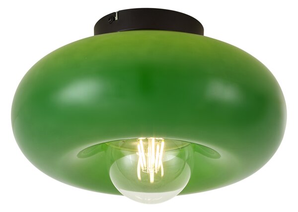 Plafoniera retrò nera con vetro verde 30 cm - Glaze