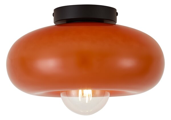 Plafoniera retrò nera con vetro arancione 30cm - Glaze