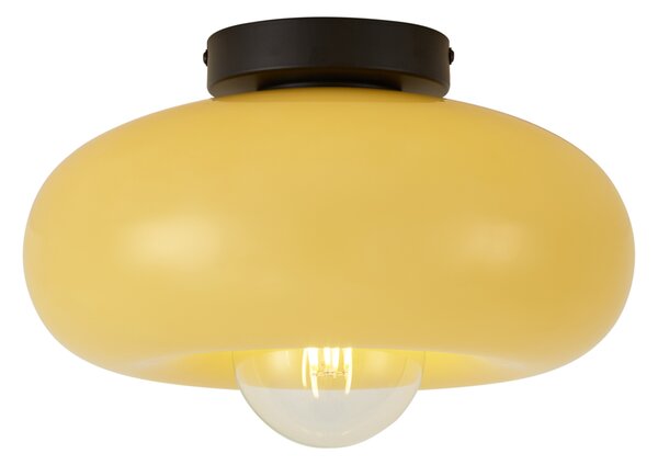Plafoniera retrò nera con vetro giallo 30cm - Glaze
