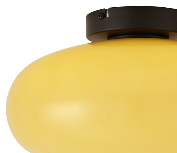 Plafoniera retrò nera con vetro giallo 30cm - Glaze