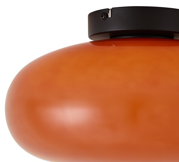 Plafoniera retrò nera con vetro arancione 30cm - Glaze